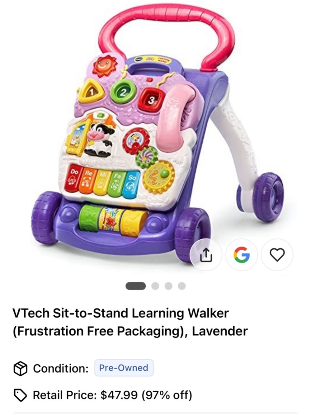 VTech Sit-to-Stand Learning Walker - Lavender & Pink